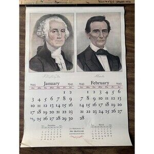 1943 Complete Calendar Currier and Ives Prints Travelers Insurance Co Rare Vtg